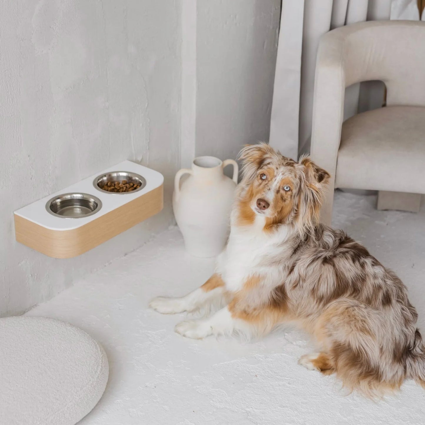 Comedero Elevado de Pared – Stone & Wood Edition