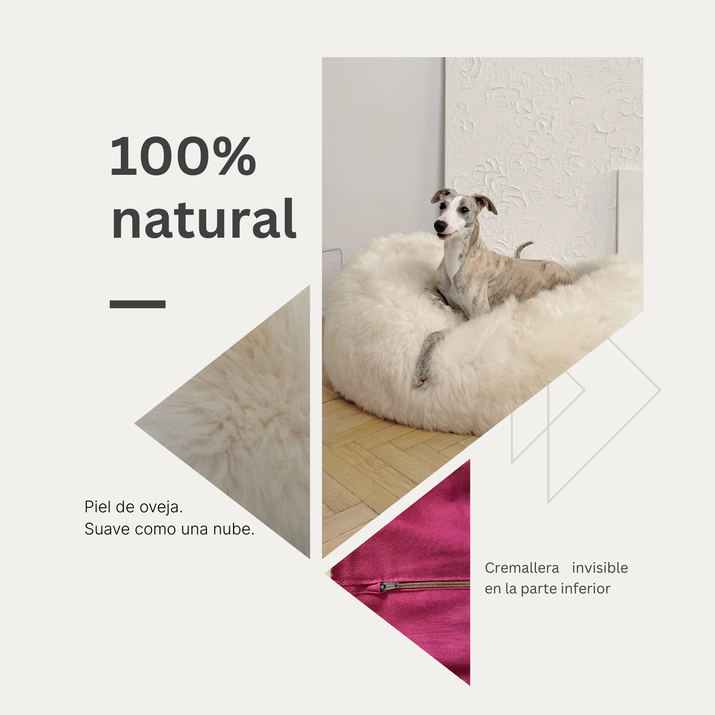 Cojín Ovalado 100% Piel de Oveja – White Edition