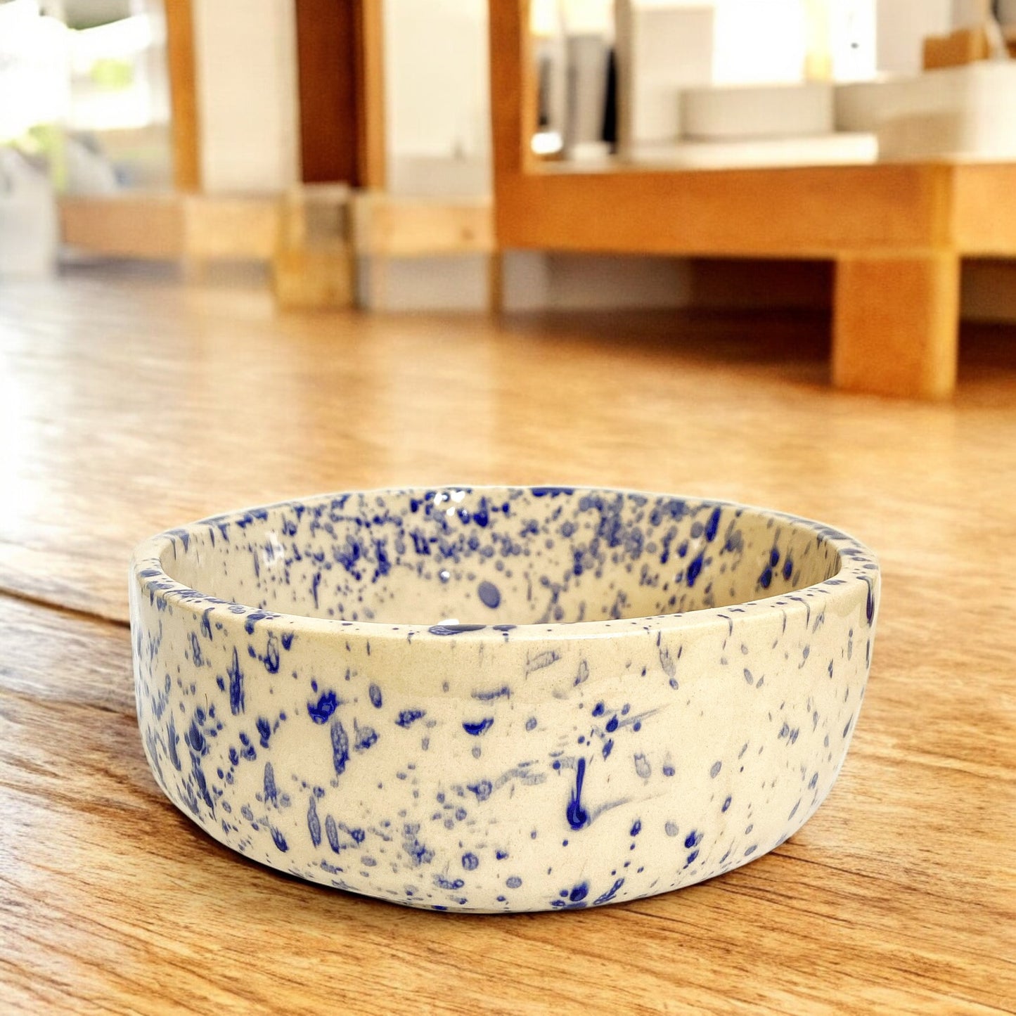 Comedero de cerámica artesanal - Pizcas Azules