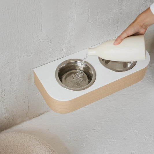 Comedero Elevado de Pared – Stone & Wood Edition
